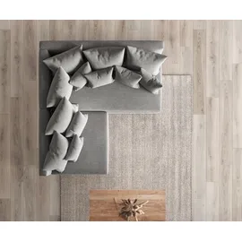 DeLife Ecksofa Clovis Grau Flachgewebe Ottomane Rechts Modulsofa