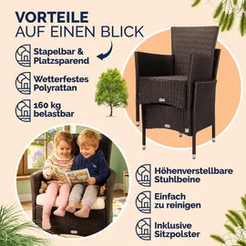 CASARIA Polyrattan Gartenstuhl 59 x 59 x 84 cm braun/weiß 4 St.