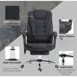 Vinsetto Bürostuhl mit Massagefunktion, Ergonomisch Schreibtischstuhl mit Wärmefunktion, Höhenverstellbar Computerstuhl mit Fernbedienung, Schwarz
