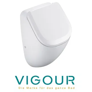Vigour DERBY Urinal Zulauf verdeckt mit SoftClose Deckel & Befestigungssatz, weiß