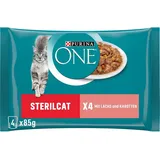 PURINA ONE STERILCAT Katzenfutter nass, zarte Stückchen in Sauce, 12 x 4 à 85g