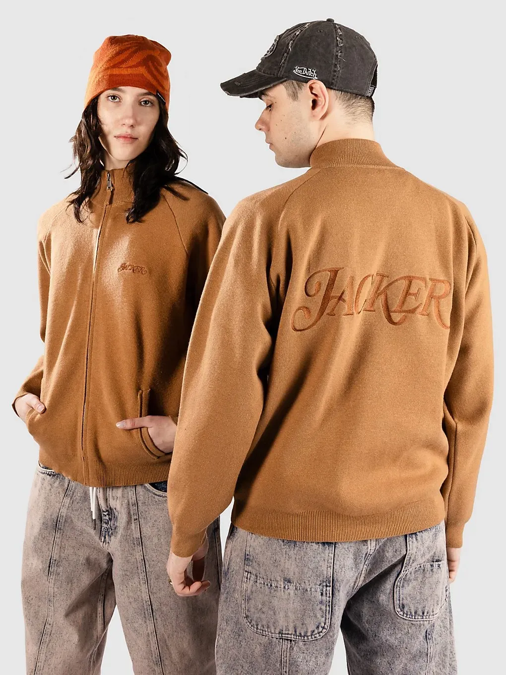 Jacker Classic Zip Knit Strickpullover brown Gr. XL