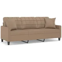 VidaXL 3-Sitzer-Sofa mit Zierkissen Cappuccino-Braun 180 cm Kunstleder
