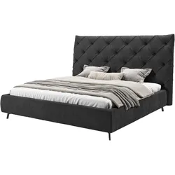 Polsterbett LEONIQUE "Maxime, in 4 Breiten bis 200cm, auch in Leder", schwarz, B:236cm H:105cm L:234cm, 96% Polyester, 4% Polyacryl, Betten, Kopfteilhöhe 143 cm, belastbar bis 280 kg, auch in Überlänge 220cm