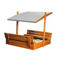 QLS Sandkasten aus Holz mit Sitzbank und Dach grau