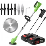 21V Akku-Rasentrimmer mit 2X Akku und Ladegerät, 3-in-1 Rasenkantenschneider, Elektrischer Grasschneider, Teleskop-Stiel & Zusatzhandgriff