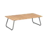 Natur24 Lounge-Tisch Woodland 140 x 70 x 45 cm Aluminium und Teak Gartentisch