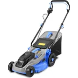 Kanwod 1600 W Elektro Rasenmäher mit 38 cm Schnittbreite, 5-stufige Schnitthöhenverstellung 30-75 cm, 42 Liter Grasfangkorb, bis 1000 m2