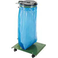 Certeo | Müllsackständer | für Volumen 120 l | mit Bodenplatte | fahrbar | Gestell grün | Deckel schwarz