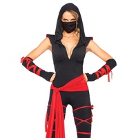 LEG AVENUE 85087 - 5TL. Tödliches Ninja Kostüm, Größe S, schwarz, Damen Karneval Fasching