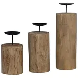 vidaXL Windlicht 3 pcs Holz Braun