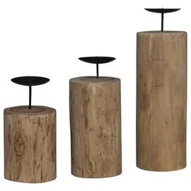 vidaXL Windlicht 3 pcs Holz Braun