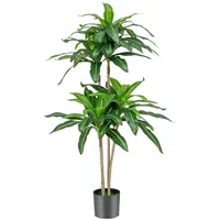 Costway Kunstpalme, mit Topf & 92 Blättern, für Garten Büro 140cm