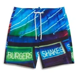 Superdry für Herren. M3010233A Badeanzug mit blauem Fotodruck (L), Strandbekleidung, Recyceltes Polyester, Nachhaltig