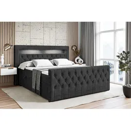altdecor Boxspringbett mit Matratze 20 cm, 180x200 - Schwarz Holzwerkstoff, Höhe ca.