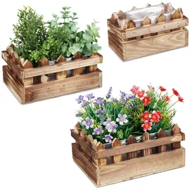 Relaxdays Blumenkasten 25,5 x 18,5 x 12 cm Braun Komplettset