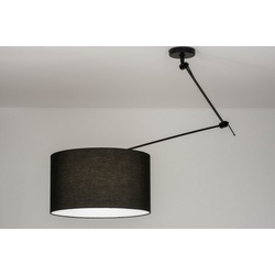 Pendelleuchte Laendlich Modern Stoff Metall Schwarz Matt Rund