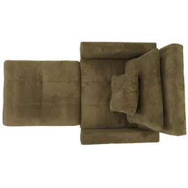 MCW Schlafsessel MCW-L90, Klappsessel Gästebett Relaxsessel, Liegefläche 200x100cm Stoff/Textil Cord ~ grün