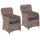 HHG 2er-set Poly-rattan Stuhl Hhg-084, Rattanstuhl Gartenstuhl Korbsessel, Spun Poly Halbrundes Rattan Mvg Beige Kissen Grau