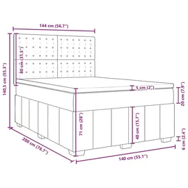 vidaXL Boxspringbett 140 x 200 cm Schwarz