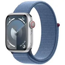 Apple Watch Series 9 GPS + Cellular 41 mm Aluminiumgehäuse silber, Sport Loop winterblau One Size