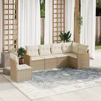 Gecheer 6-TLG. Gartenlounge Set, Balkonlounge Set, Terrassensofa, Loungemöbel Polyrattan, Polyrattan Gartenmöbel, Garten Sofa Set, Kissen