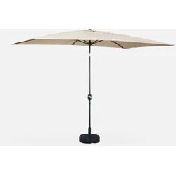 Rechteckiger gerader Sonnenschirm 2x3m - Touquet Sand - zentral verstellbarer Aluminiumpfosten und Öffnungskurbel
