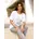Rundhals-Shirt Silber/Weiß 56