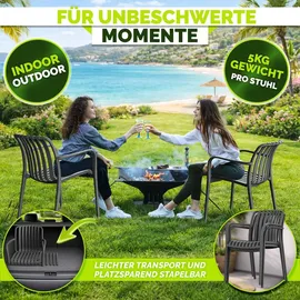 tillvex Gartenstuhl 4er Set 120 x 120 x 120 cm schwarz