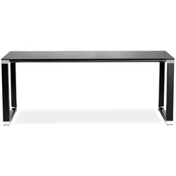 Kadima Design Schreibtisch Glas  200 x 100 cm  Geräumig, Chromdetails, Konferenztisch  Schwarz  Chefschreibtisch