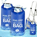 2 Stück Universal-Schwimmbad-Stufengewichte, 10 l, reißfest, 500D PVC, wasserdicht, Schwimmbadleitergewichte, faltbare Poolleiter, Sandsäcke für oberirdische Poolstufen, einfaches und schnelles