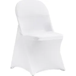 VEVOR 100 Stück, Schwarz, Stuhlhussen aus Elastischem Spandex für Klappstühle, Universell Passender, Kurzer Vorderbezug, Abnehmbare & Waschbare Schonbezüge, für Hochzeit, Urlaub, Party, Feier