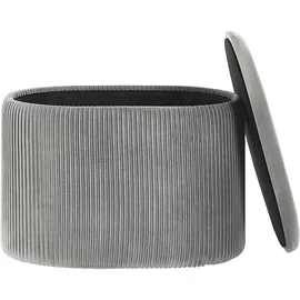 Beliani Pouf mit Stauraum Stoff 55 x 41 x 35 cm Hellgrau