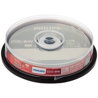 Philips DVD-RW Rohlinge (4.7 GB Data/ 120 Minuten Video, 1-4x Speed Aufnahme, 10er Spindel)