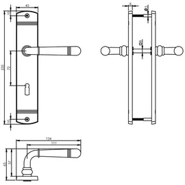 MS Beschläge Langschildgarnitur Mattschwarz Türbeschlag Türdrücker Buntbart