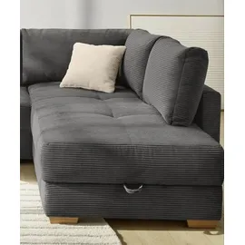 luma-home Eckcouch Cord 2-Sitzer Dunkelgrau