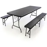VCM Polyrattan Bierzeltgarnitur 3-tlg. schwarz