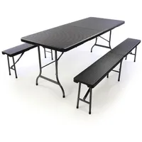 VCM Polyrattan Bierzeltgarnitur 3-tlg. schwarz