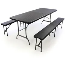 VCM Polyrattan Bierzeltgarnitur 3-tlg. schwarz