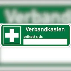 Rettungszeichen, Verbandkasten befindet sich... - 180x60 mm Folie selbstklebend