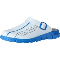 Abeba Berufsschuh-Clog 7312 Dynamic Pantoffeln, 7312-35 weiß blau mit aufdruck