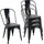 Mendler 4er-Set Stuhl HWC-A73 inkl. Holz-Sitzfläche, Bistrostuhl Stapelstuhl, Metall Industriedesign stapelbar schwarz -