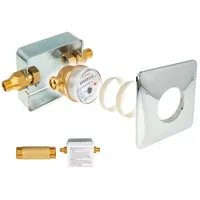 tecuro Unterputz Einstrahlzähler System ETK Komplett-SET, Kaltwasser, Länge 80 mm, Einbaukasten 1/2 Zoll Ag