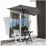 Sekey Balkonschirm 270 cm Sonnenschirm Halbrund Terrassenschirm mit Kurbel, UV50+ Schutz, Halbrundschirm für Balkon, Garten, Hof, Restaurant, Café, Biergarten grau