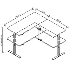 Hammerbacher Winkelschreibtisch XDSMW Weiß / Silber