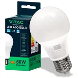 V-Tac E27 Schraubglühbirne, 15W A60 LED Glühbirne, 3000K Warmweiß, 806 Lumen Glühbirne, Nicht dimmbar, Thermoplastisches Gehäuse, 200° Abstrahlwinkel, Weiß