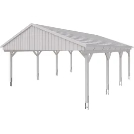 SKANHOLZ Doppelcarport Fichtelberg 6,18 x 8,08 m weiß mit Dachlattung