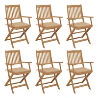 VidaXL Klappbare Gartenstühle 6 Stk. mit Kissen Massivholz Akazie