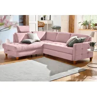 Home Affaire Ecksofa »Earl L-Form«, wahlweise auch mit Bettfunktion oder Bettfunktion mit Bettkasten, rosa