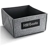 com-four® Aufbewahrungsbox Filz faltbar – Filzkorb anthrazit 19 x 19 x 9,5 cm – Filz Organizer für Regal, Schrank und Büro – platzsparender Aufbewahrungskorb klein (anthrazit - Fette Beute)